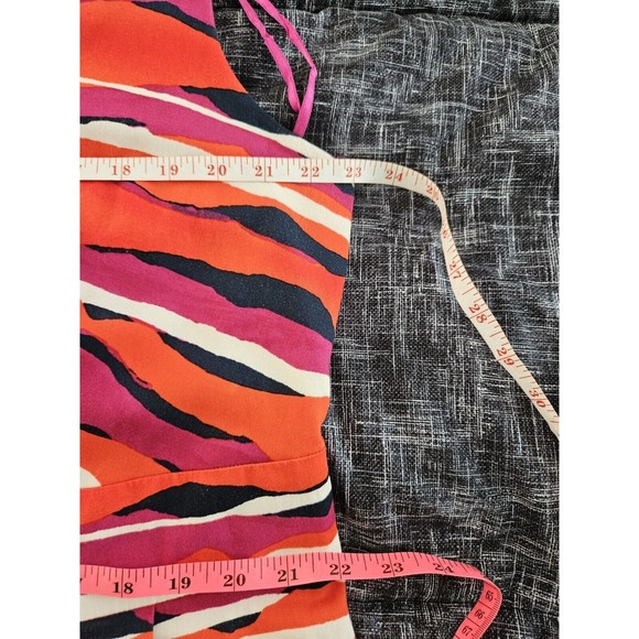 Anne Klein 18W Red Pink Navy Wave Stripe A Line Flare dress Work Cocktail - Picture 8 of 9